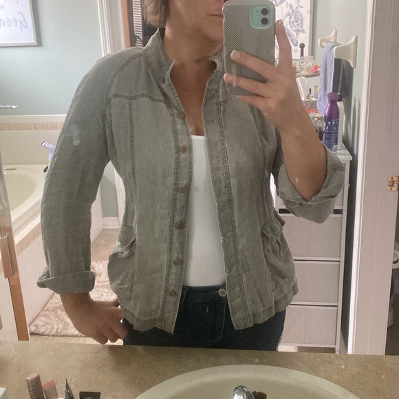 Eileen Fisher Utility Jacket 100% Linen - Picture 12 of 12